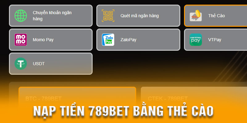 Giao dịch 789bet bằng thẻ cào